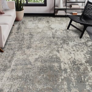 Yasmin Acy Gray/Beige 2 ft. x 3 ft. Abstract Polyester Area Rug