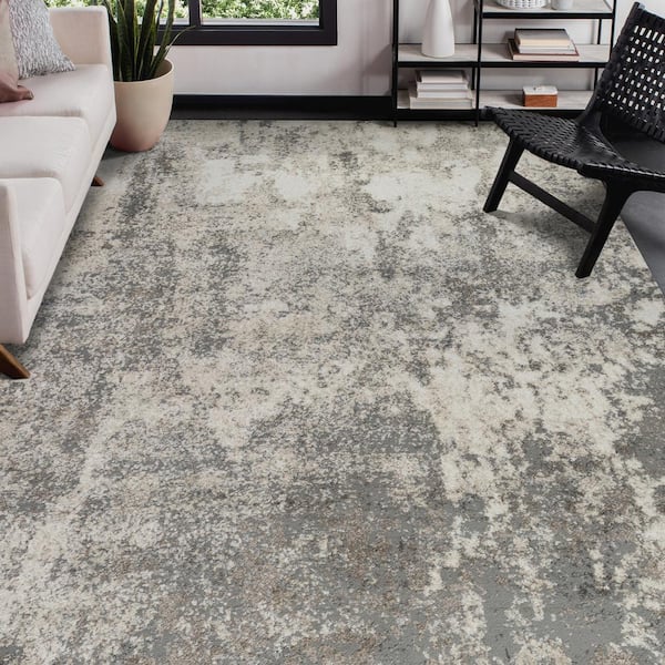 Amer Rugs Yasmin 2 x 3 Gray/Beige Abstract Pattern Area Rug for High Traffic Living Room Dining Room Bedroom