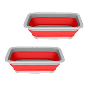 Multi-Purpose Wash Bins - 7.27-Liter Basins for Camping, Parties or Cleaning - Collapsible Bucket Set (Set of 2 )