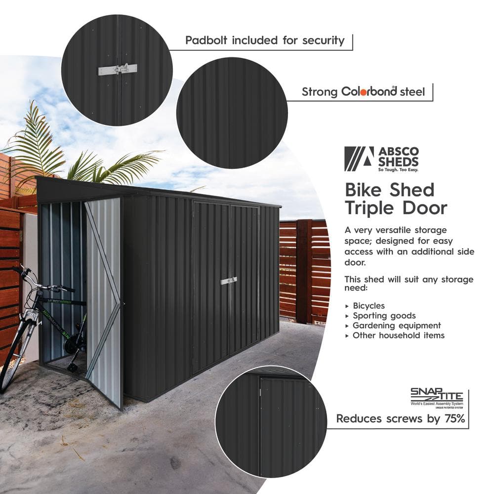 Durango 10' x 5' Gray Metal Bike Shed with Double Doors
