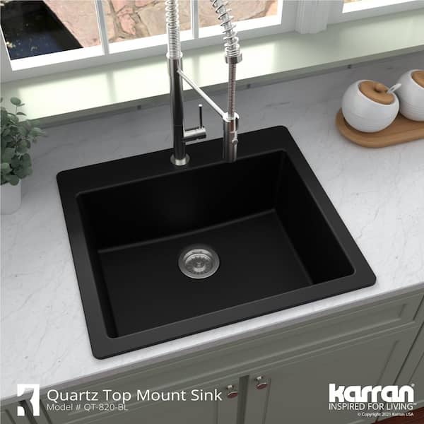 Karran QT- 820 Quartz 25 in. Single Bowl Drop-In Kitchen Sink in