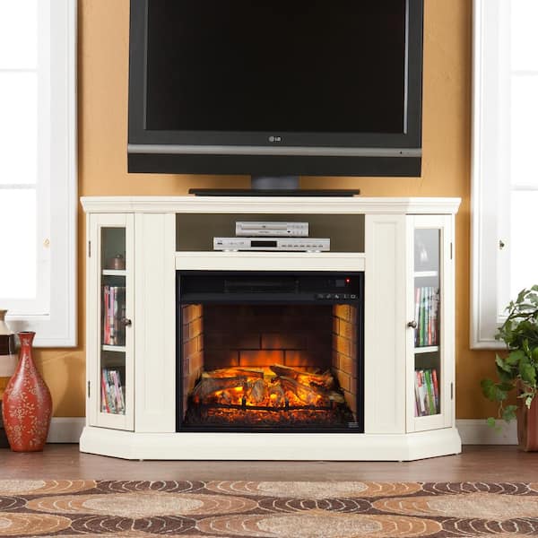 Unbranded Hudson 48 in. W Convertible Media Infrared Electric Fireplace in Ivory