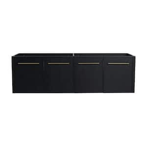 58.69 in. W x 17.94 in. D x 17.96 in. H Floating Bath Vanity Cabinet without Top in Black with 2 Soft Closing Doors