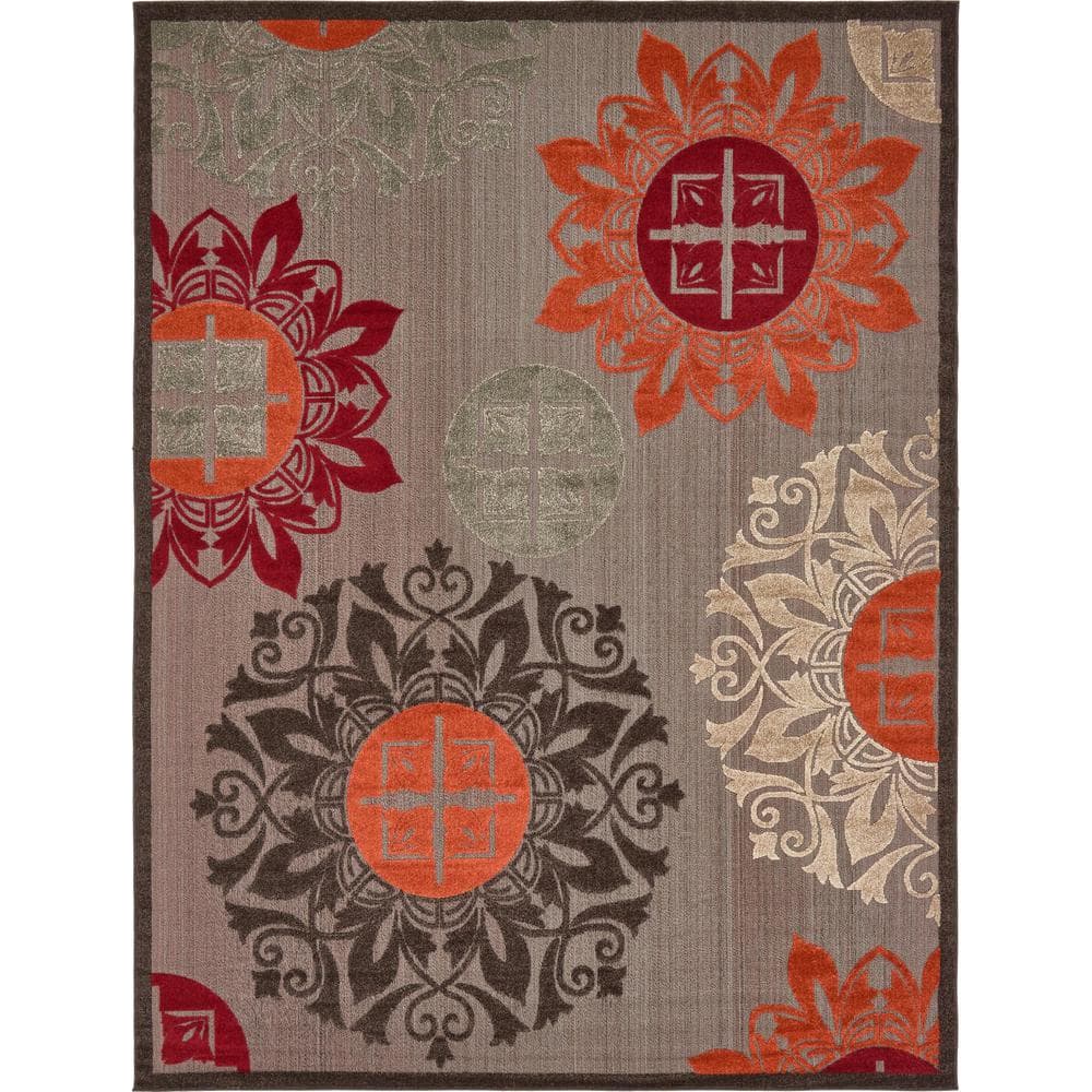 Modern Medley Outdoor Rug 7' x 10' - Brown, Gray Geometric Design