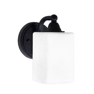 Madison 4 in. 1-Light Matte Black Wall Sconce with Standard Shade