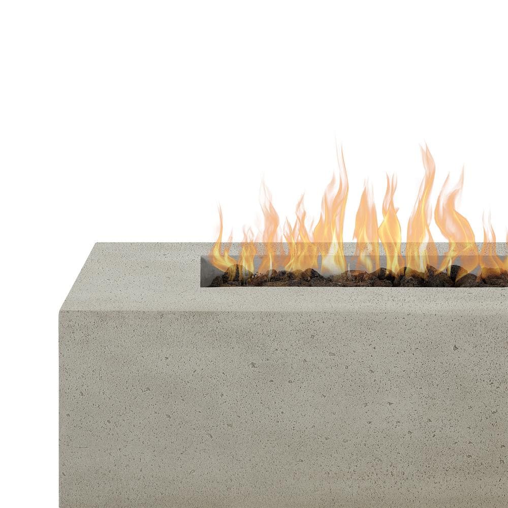 Gray Rectangular Glass Fiber Reinforced Concrete Gas Fire Pit Table