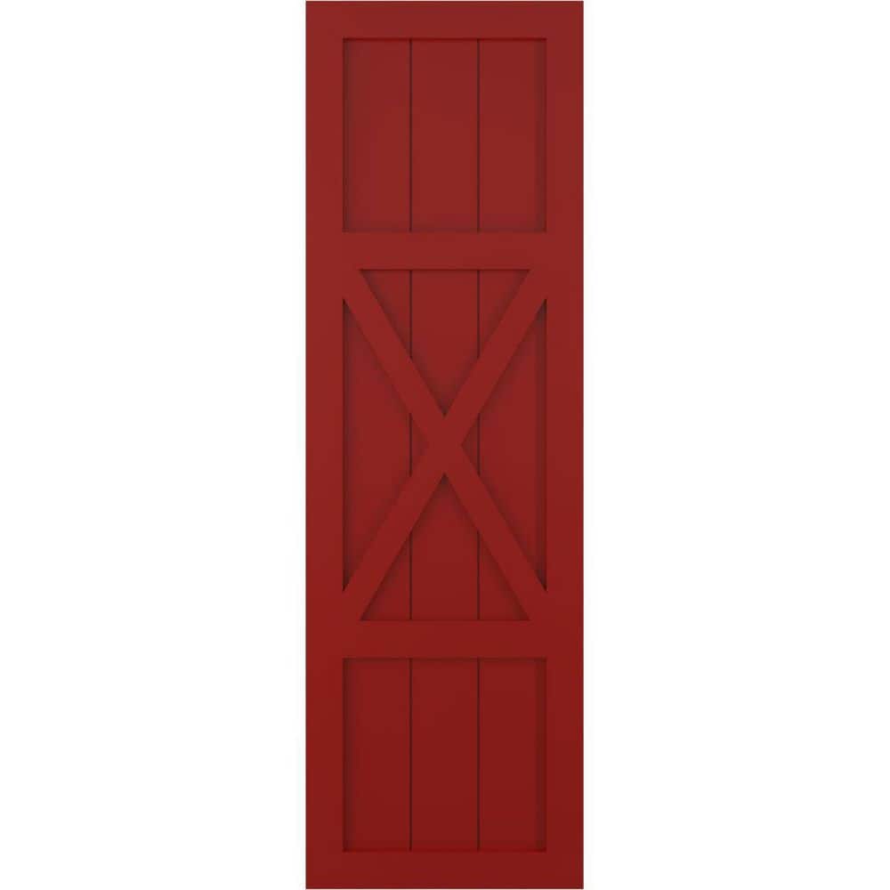 12 in. x 77 in. True Fit PVC Center X-Board Farmhouse Fixed Mount Board and Batten Shutters, Fire Red (Per Pair) price history on PriceWatchPro
