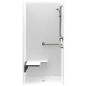 Accessible AcrylX 36 in. x 36 in. x 75 in. 1-Piece Shower Stall with Left Seat & Center Drain in White