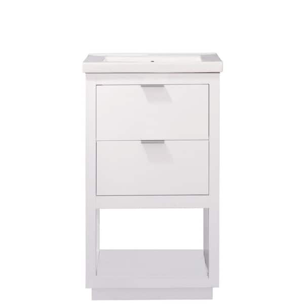 Design Element Klein 20 in. W x 15 in. D Bath Vanity in White with Porcelain Vanity Top in White with White Basin