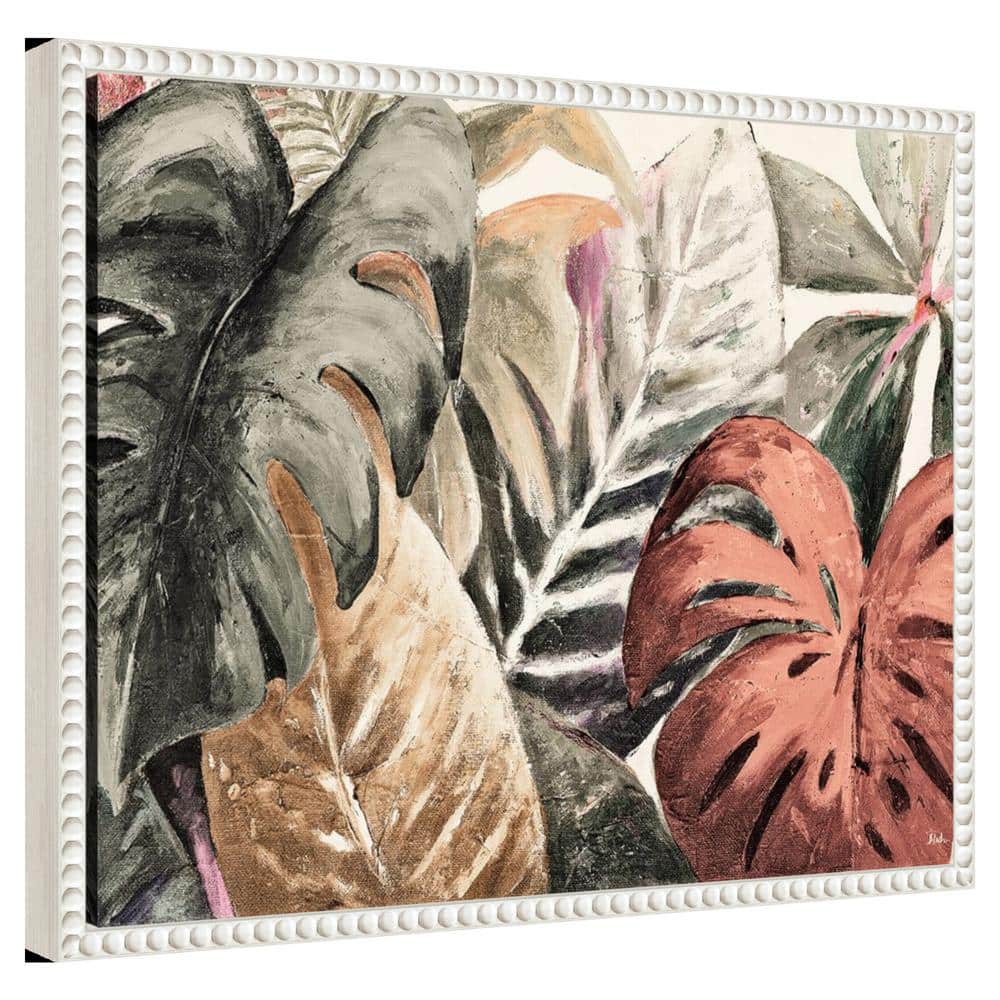 Boho-Chic Botanical Canvas Print with Beaded Frame
