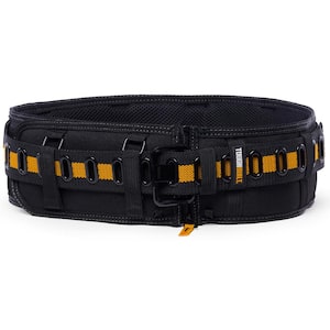 Padded Belt with Steel Buckle and Back Support, Black with ClipTech capability and, heavy-duty construction