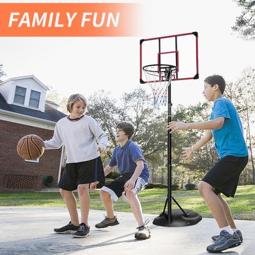 Adjustable Red Polycarbonate 32" Portable Basketball Hoop