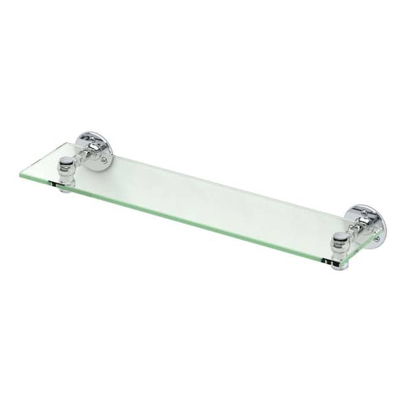 Cafe 20.13 in. W x 2.57 in. H x 5.5 in. D Glass Rectangular Bathroom Shelf in Chrome