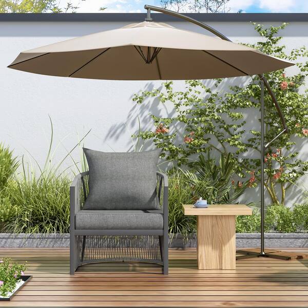 Gray Aluminum Modern Curved Outdoor Lounge Chair Patio Dining