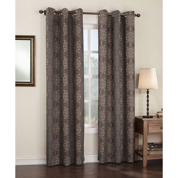 Sun Zero Semi-Opaque Chocolate Tina Thermal Lined Grommet Curtain Panel, 40 in. W x 63 in. L
