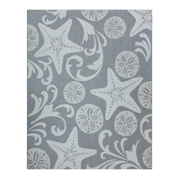 Gertmenian Paseo Canoa Gray Starfish 6 ft. x 9 ft. Indoor/Outdoor Area Rug