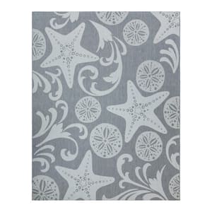 Paseo Canoa Gray Starfish 9 ft. x 13 ft. Indoor/Outdoor Area Rug