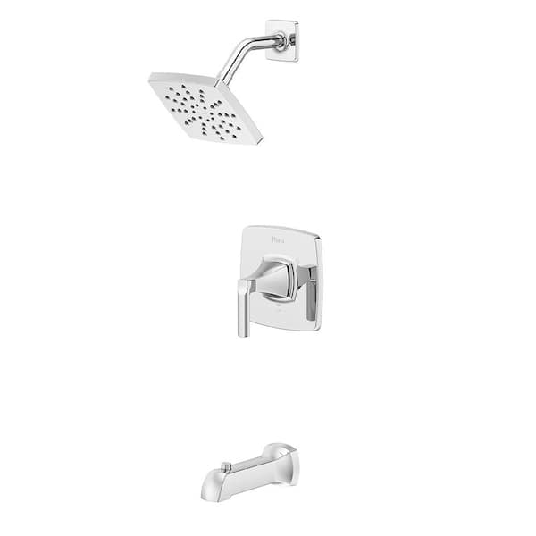 Vaneri Single Handle 1-Spray Wall Mount Tub and Shower Faucet 1.8 GPM 6 in. Polished Chrome [Valve Included]