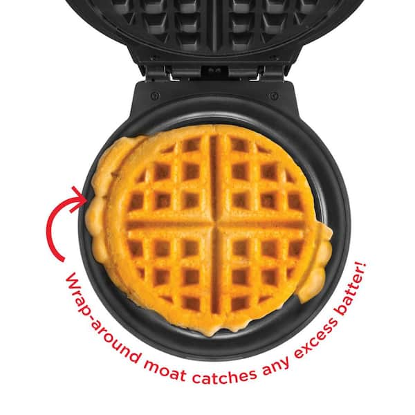 Chefman 700-Watts Single Belgian Waffle Maker Black Round Nonstick Iron  Plate, Cool Touch Handle, Measuring Cup Included RJ04-AO-4SS-BLACK - The  Home Depot