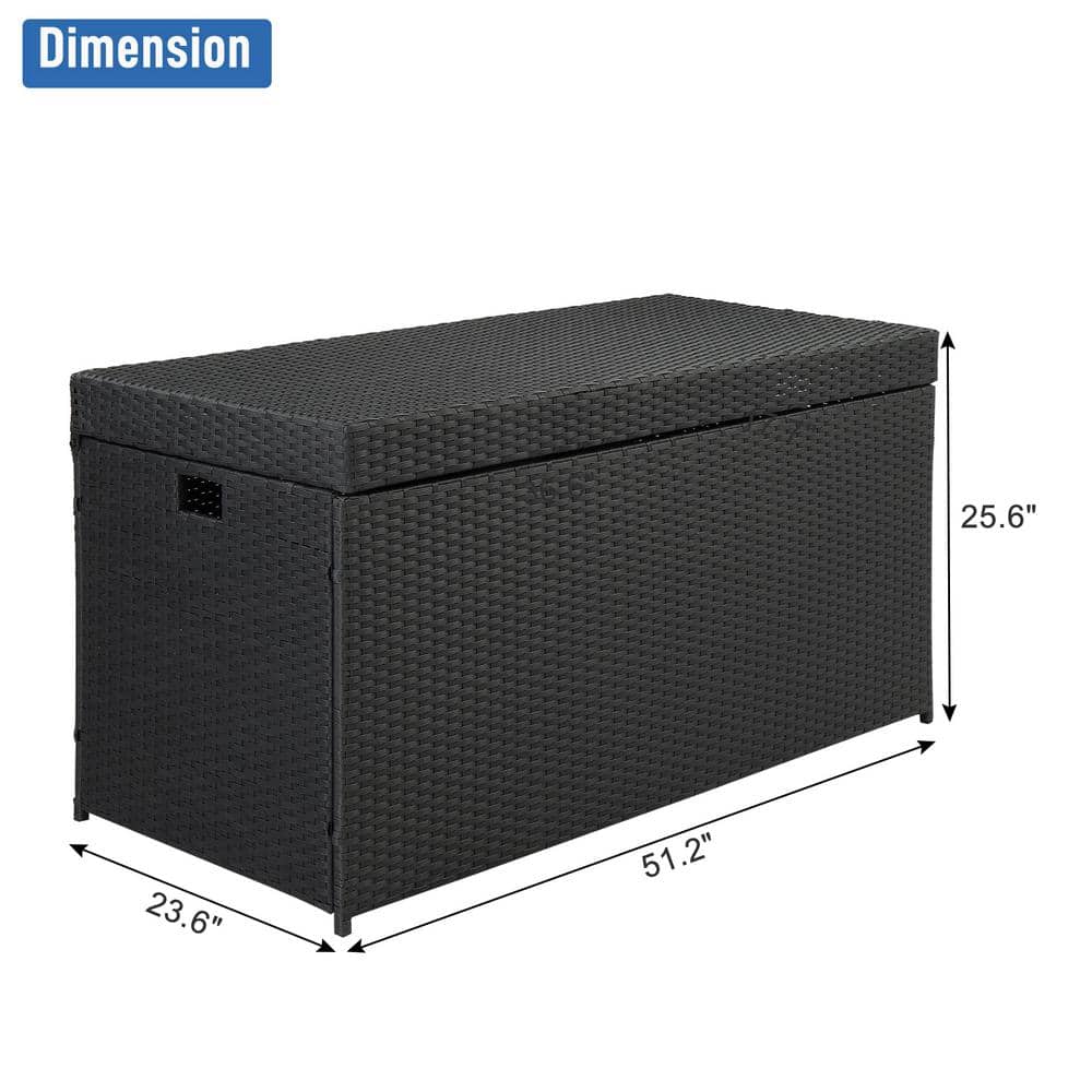 Black Wicker and Plastic Large Outdoor Deck Box