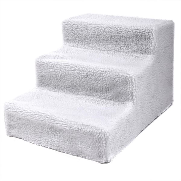 COZIWOW 3-Step Pet Ramp Dog Stair W/Soft Berber Fleece Cover