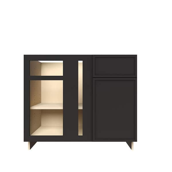 LIFEART CABINETRY Slim Shaker Assembled 39 in. W x 34.5 in. H x 24 in. D Blind Corner Base Kitchen Cabinet in Black