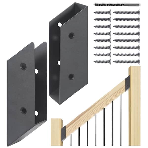 37.5° Stair Angle Stainless Steel Deck Railing Brackets Connectors for 2 x 4 Wood Post 4 Pair with Screws