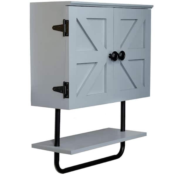 EXCELLO GLOBAL PRODUCTS Excello 17-in. W x 21-in. H x 7-in. D Barndoor Bathroom Wall Cabinet in Gray