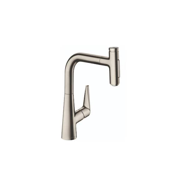 Hansgrohe Talis Select S Single-Handle Pull-Down Sprayer Kitchen Faucet in Steel Optic