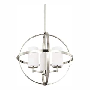 Alturas 3-Light Brushed Nickel Modern Hanging Globe Chandelier with LED Bulbs