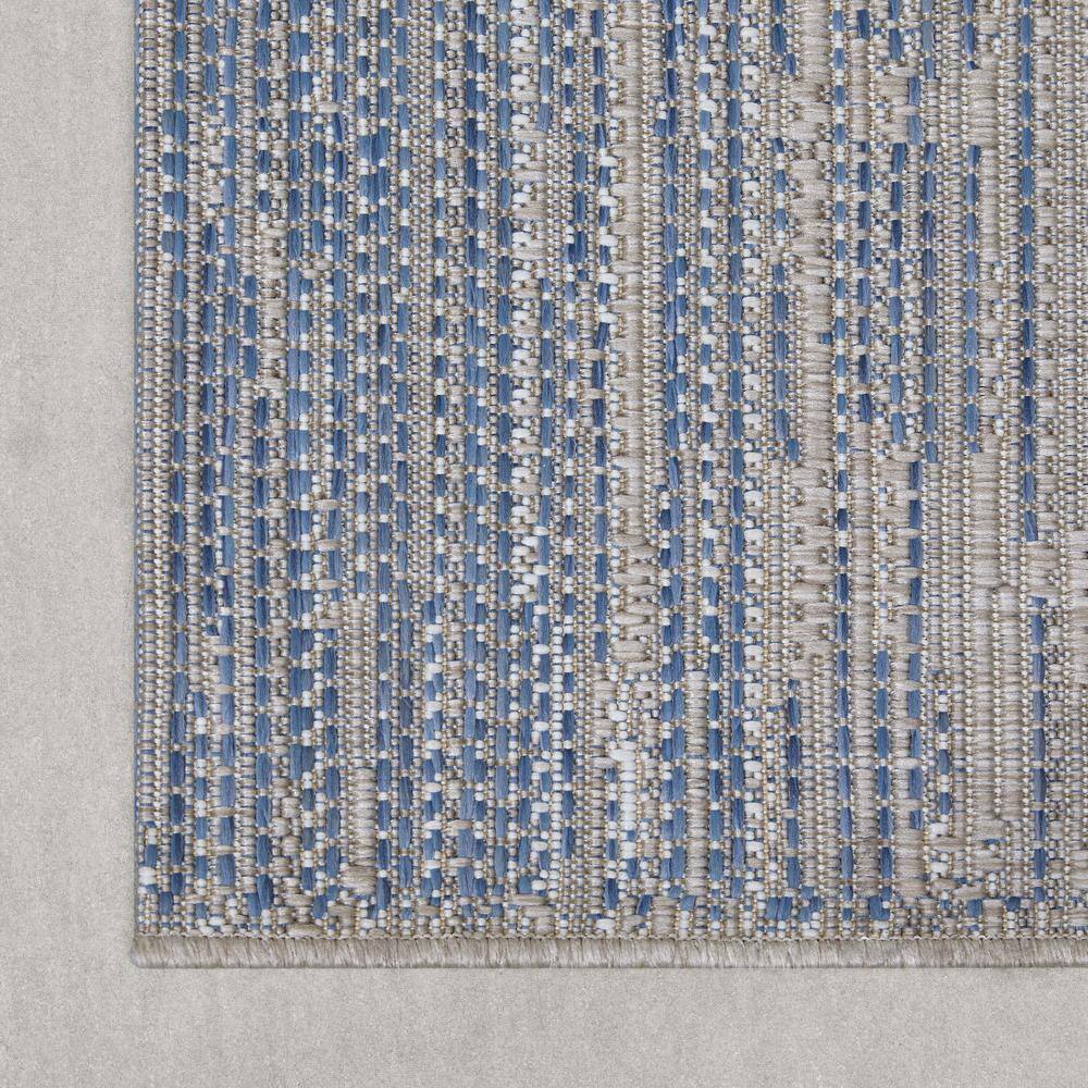 Cabot Blue and Beige Flatweave Synthetic 5' x 7' Area Rug