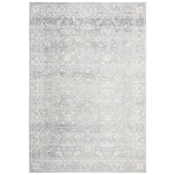 SAFAVIEH Evoke Silver/Ivory 7 ft. x 9 ft. Distressed Floral Speckles Area Rug