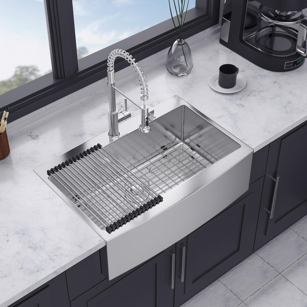 33'' Stainless Steel Farmhouse Apron Single Bowl Kitchen Sink
