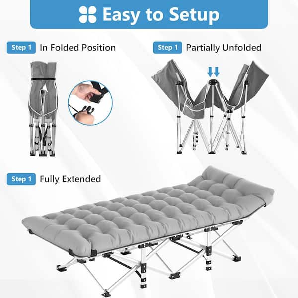 Heavy-Duty Folding Camping Cot with Dual-Layer Comfort Pad, Portable Travel Cot,No-Assembly Design with Carry Bag