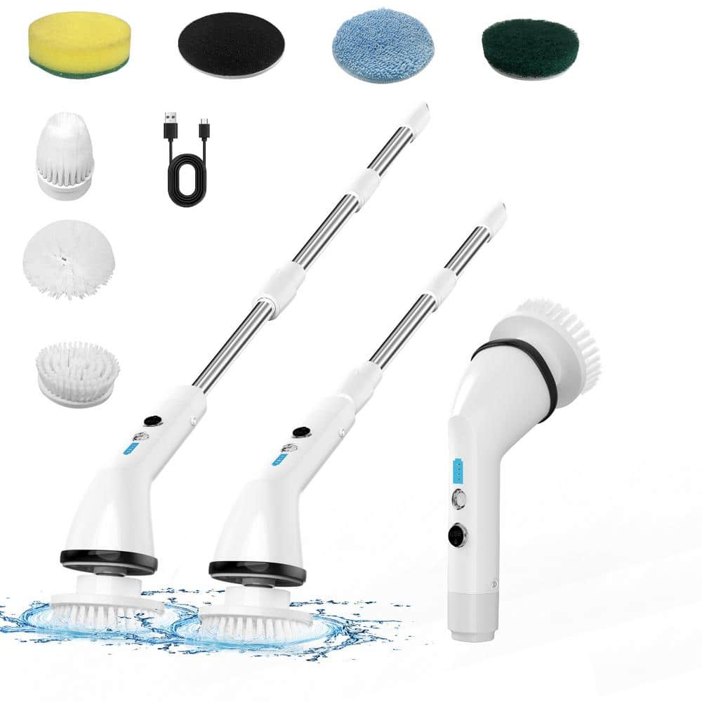 Rechargeable Power Scrubber, Cleaning Spin Brush with 8 Brush Heads and Adj