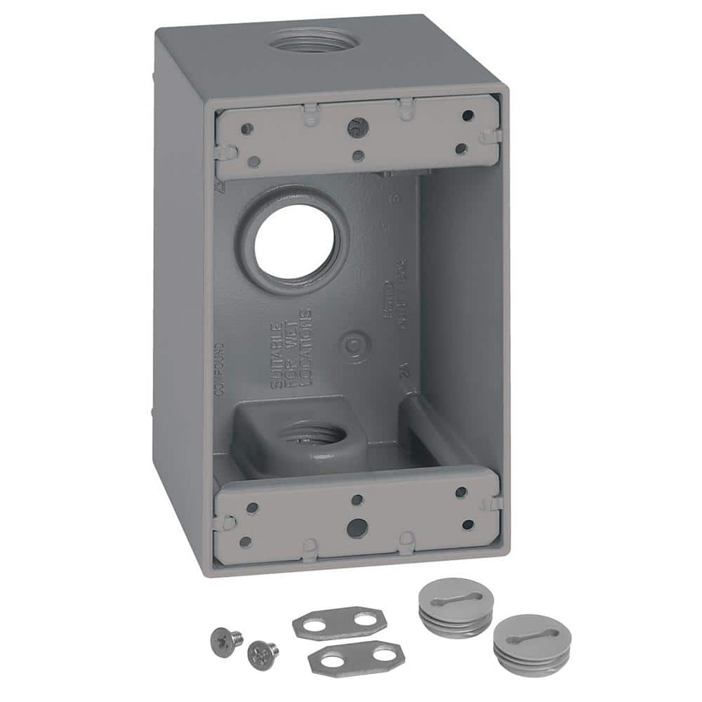 1-Gang Metal Weatherproof Deep Electrical Outlet Box with (3) 1/2 inch Hole