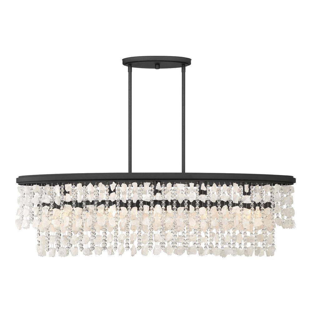 Shimmering Elegance Black Crystal 5-Light Island Chandelier