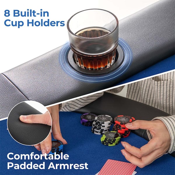 Costway 8 Players Poker Table with 8 Cup Holders and Comfy Costway 8 Players Poker Table with 8 Cup Holders and Comfy