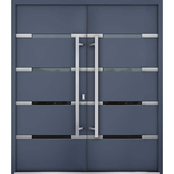 VDOMDOORS 1105 72 in. x 80 in. Left-hand/Inswing Tinted Glass Gray Graphite Steel Prehung Front Door with Hardware