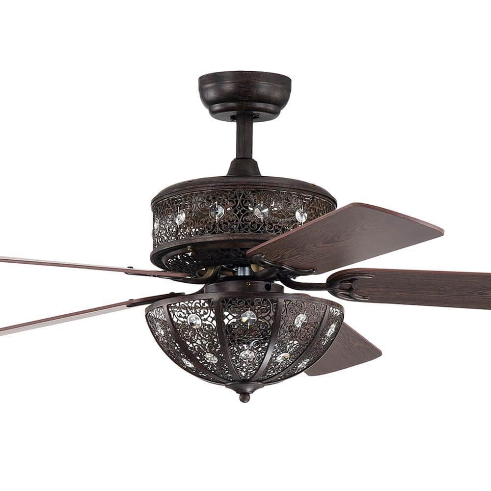Warehouse of Tiffany Milly 52 in. 6-Light Indoor Bronze Remote