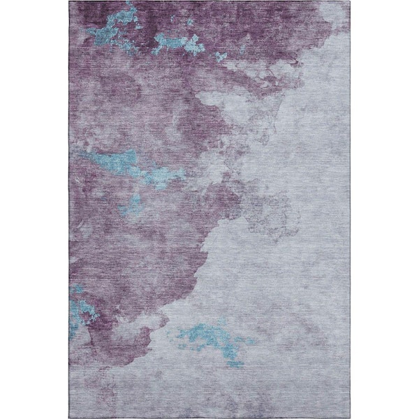 Mayfield Premium Machine Washable Abstract AMF2108 Lavender 3 ft. x 4 ft. Area Rug