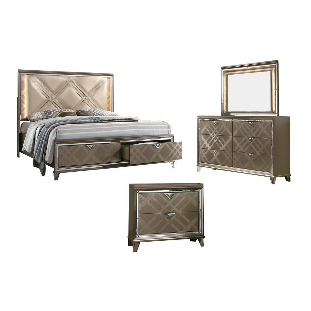 Best Quality Furniture New York 4Piece Majestic Gold Eastern King