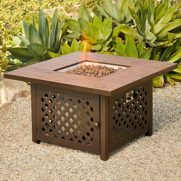 Royal Garden Sienna 42 In Outdoor Square Steel Propane Firepit Table Senfpt100 The Home Depot