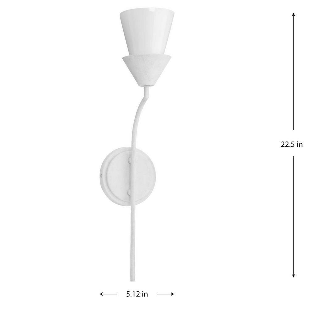 Pinellas White Plaster Dimmable Wall Bracket with Opal Glass Shade