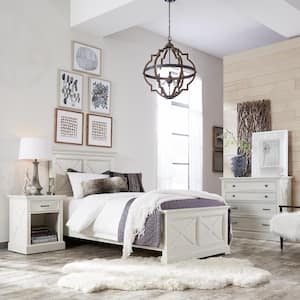 Seaside Lodge 2-Piece Hand Rubbed White King Bedroom Set