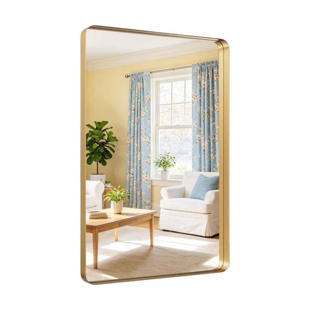 22 in. W x 30 in. H Modern Rectangle Stainless Steel Wall Mirror Bathroom Mirror Vanity Mirror in Brushed Gold price history on PriceWatchPro