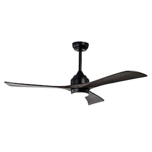 52 in. Industrial Indoor Black Intergrated LED Ceiling Fan Lighting with 3 Blades and Remote Control