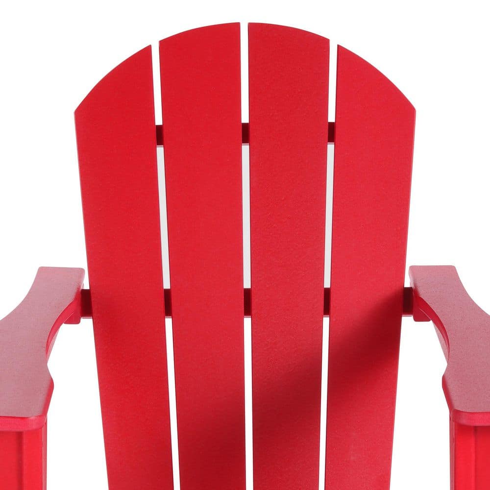 Classic All-Weather Red HDPE Adirondack Rocking Chair with Arms