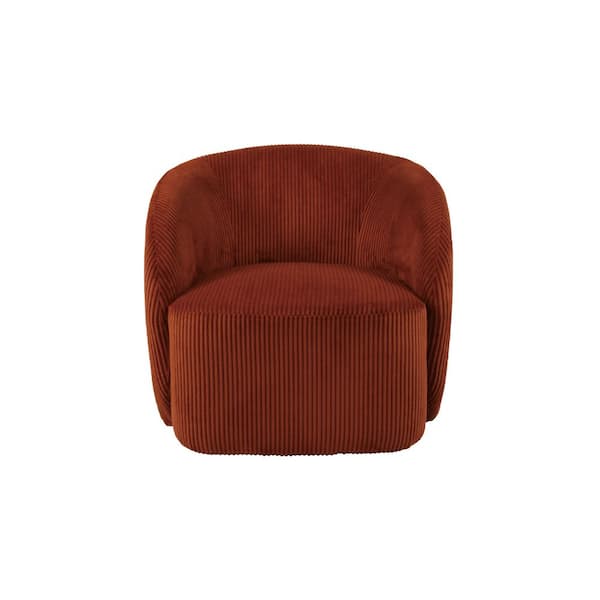 Rust Corduroy Fabric Upholstered Swivel Arm Chair