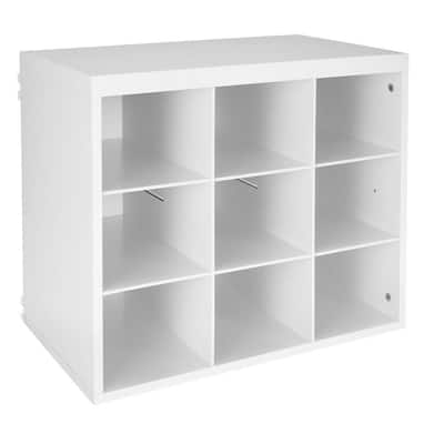 19.8 in. H x 23.6 in. W x 14.1 in. D White Wood Look 9-Cube Organizer
